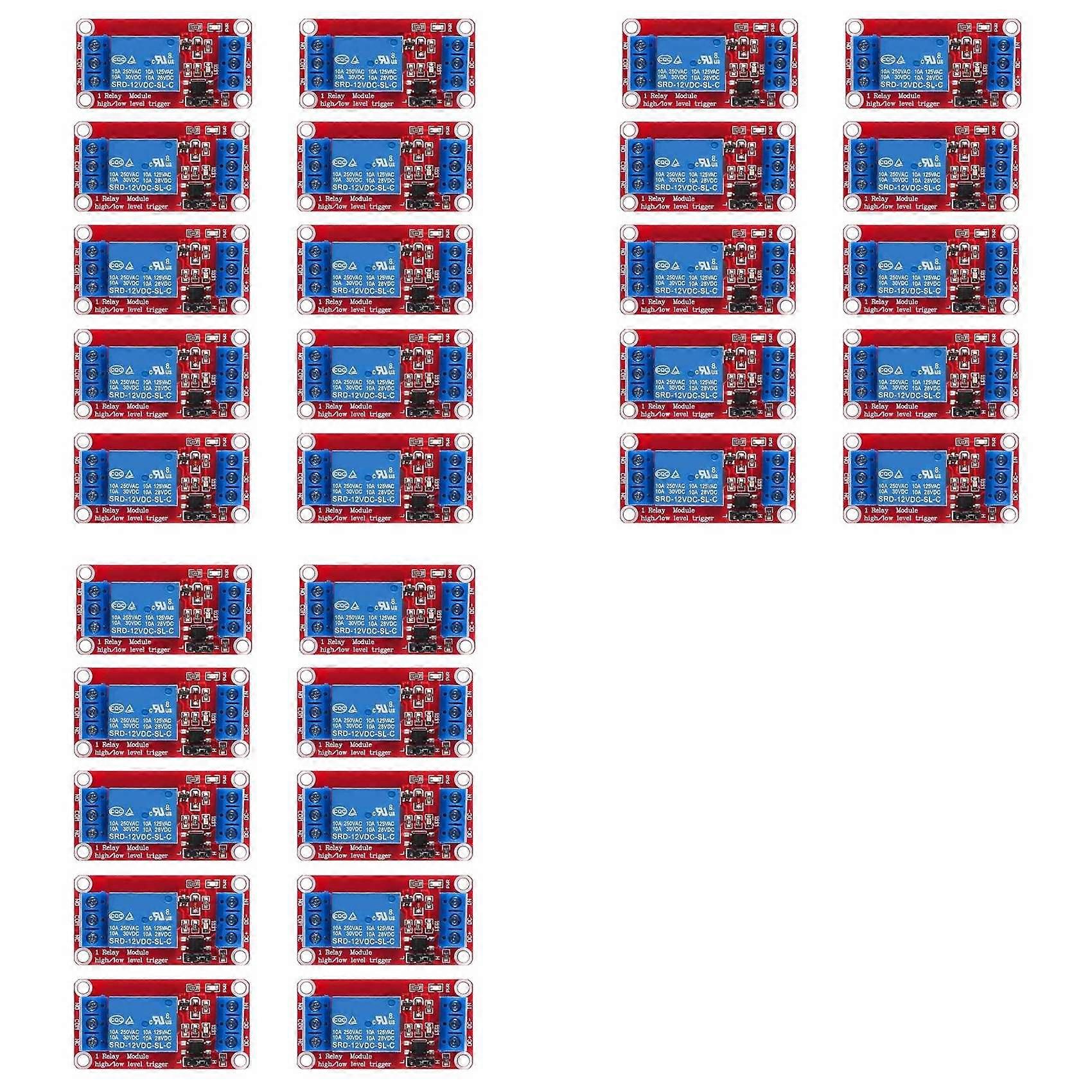30pcs Relay Module DC 12V Relay Board 1 Channel with Optocoupler Isolation Support High or Low Level