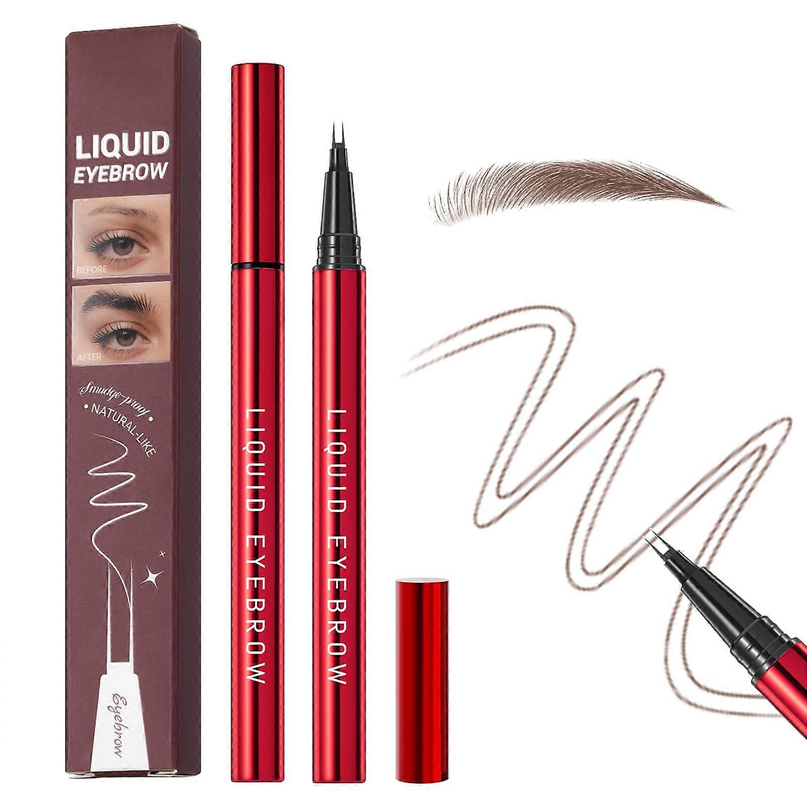 2 Pack Waterproof Microblading Eyebrow Pencil, Dual Tip Smudge Proof Brow Pen for Natural Look