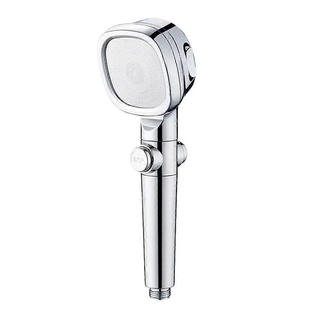 Pressure Water Saving Shower Head with Filter, OneClick Flow Stop, Adjustable Square Silver