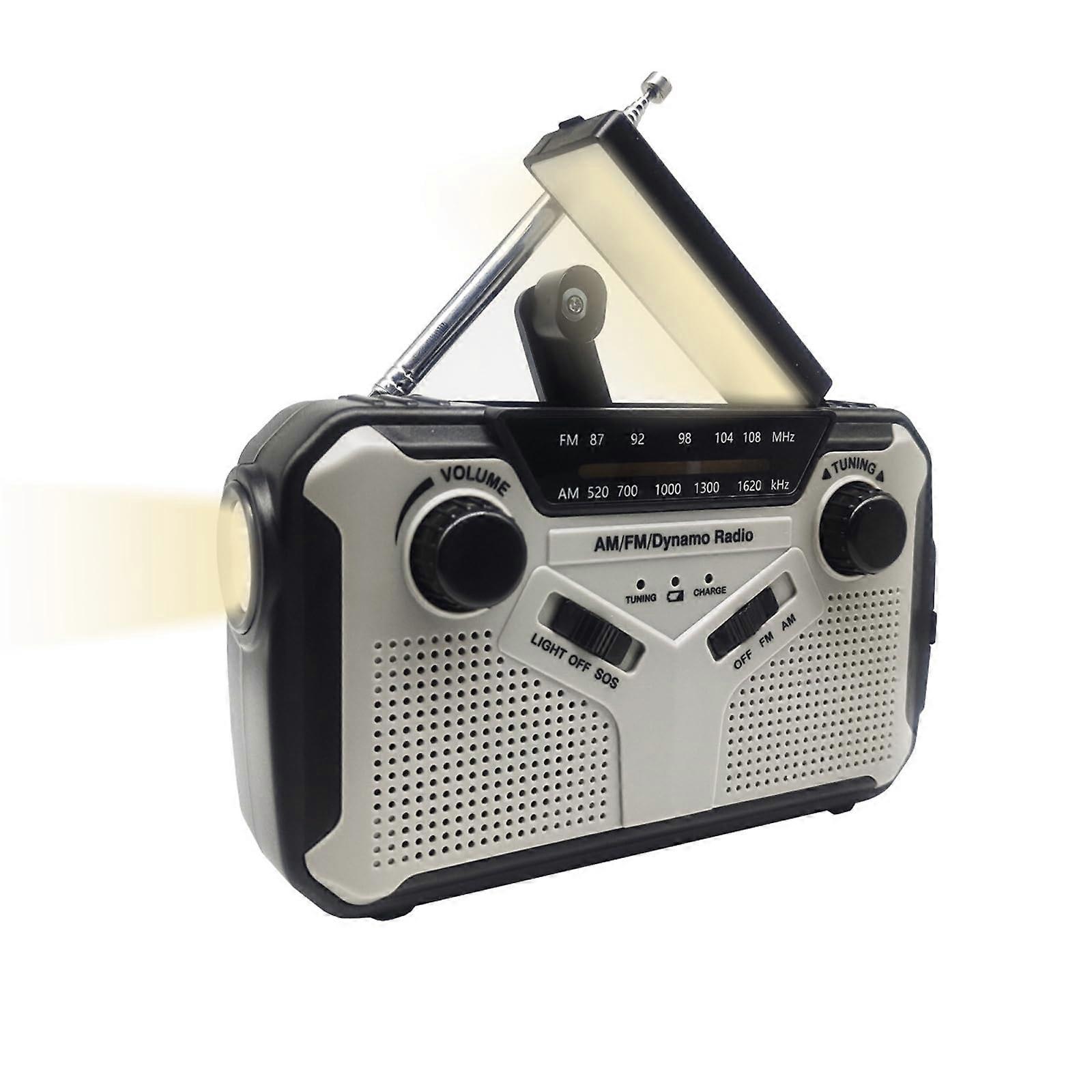 Emergencies Radio Solar Hand Crank USB Charging Weather Radio AM 5201620 kHz FM 87108 MHz LED Flashlight Reading Lamp