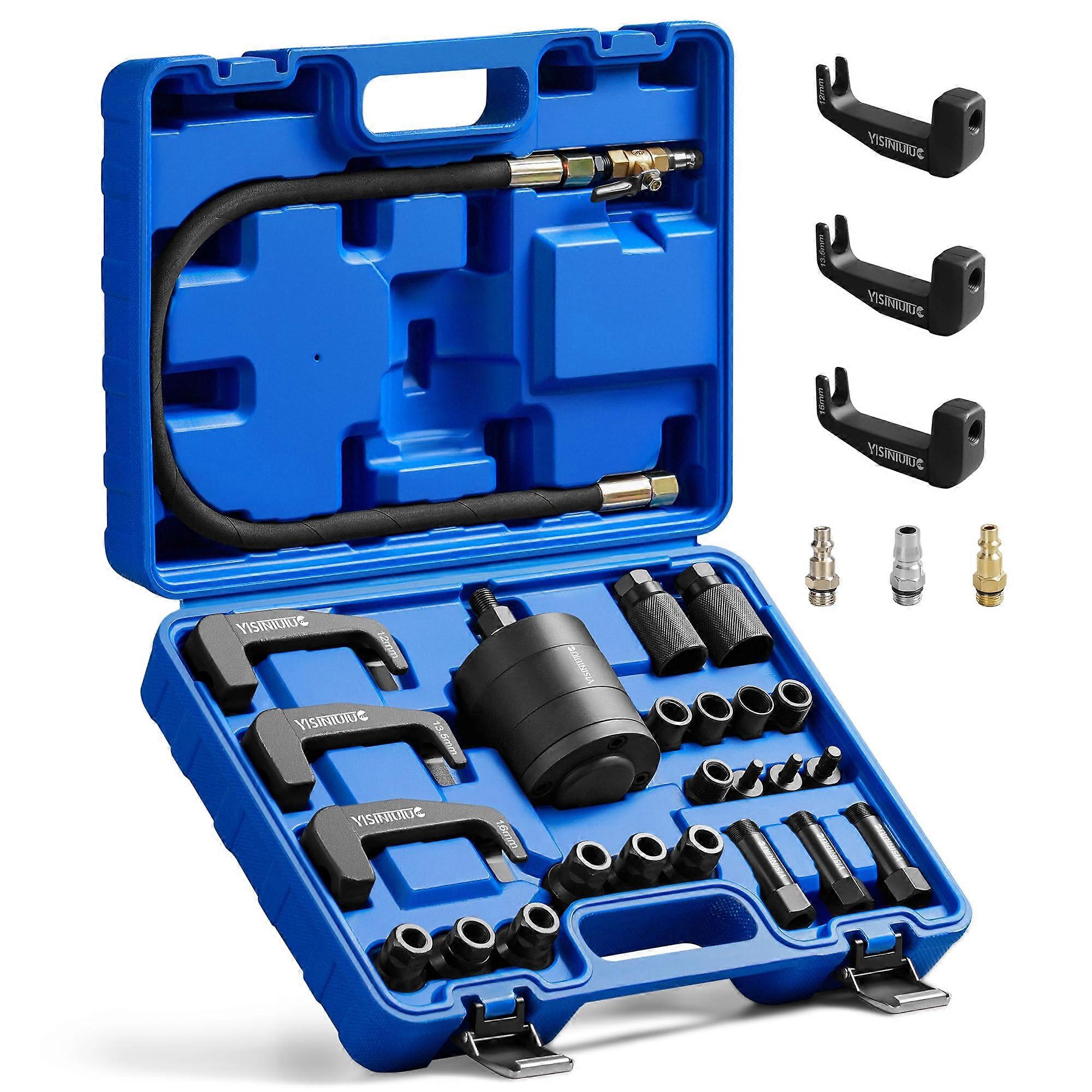 Diesel Injector Puller with Pneumatic Power Removal, Universal Adapter Kit, Quick Extraction Set