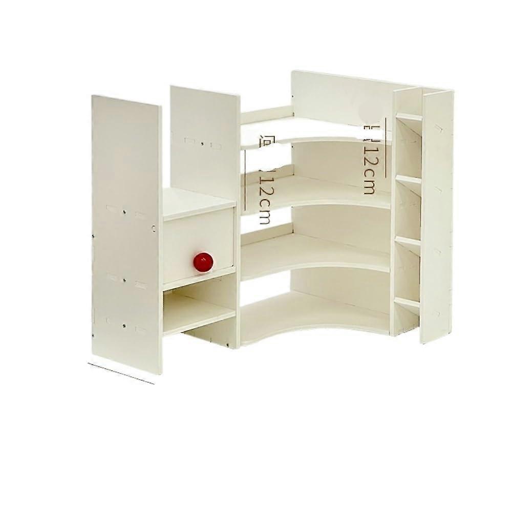Corner Desk Organizer with MultiLayer Shelves, White Desktop Storage Shelf for Dorm Room