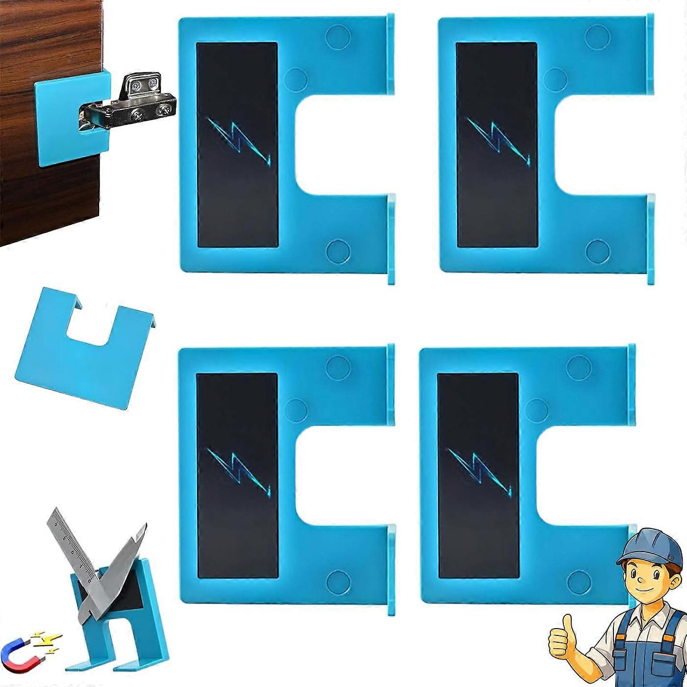 Door Hinge Jig 4pcs Magnetic Quick Mount with Precision 2mm Alignment for Accurate Drill Guide