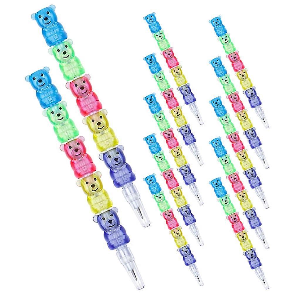 Pencils for Kids Bear Shaped Stackable for School 12Pcs Cartoon Design