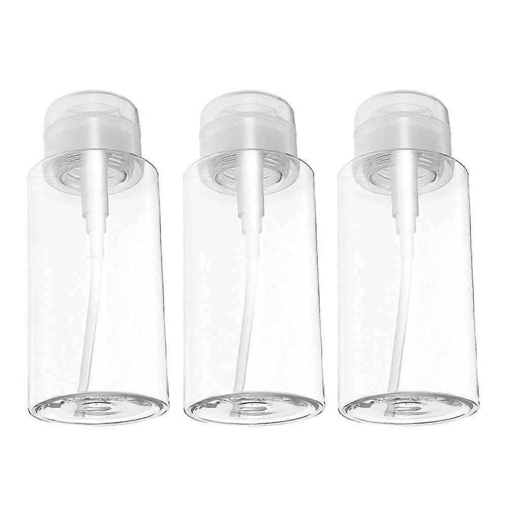 Plastic Nail Remover Push Down Pump Dispenser Bottles 3Pcs Transparent