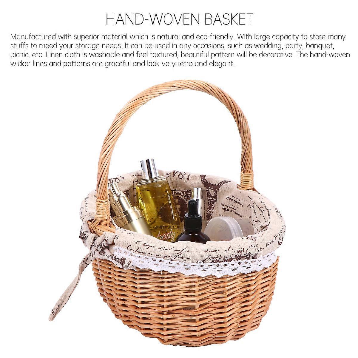 Wicker Storage Basket Brown Hand-Woven Basket for Storage Use 1Pcs