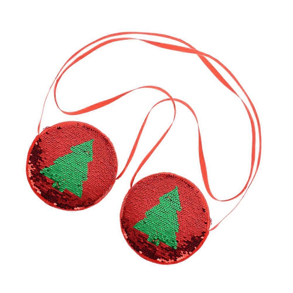 Creative Christmas Tree Pattern Coin Purses For Kids In 2Pcs Sequins Messenger Bag Style