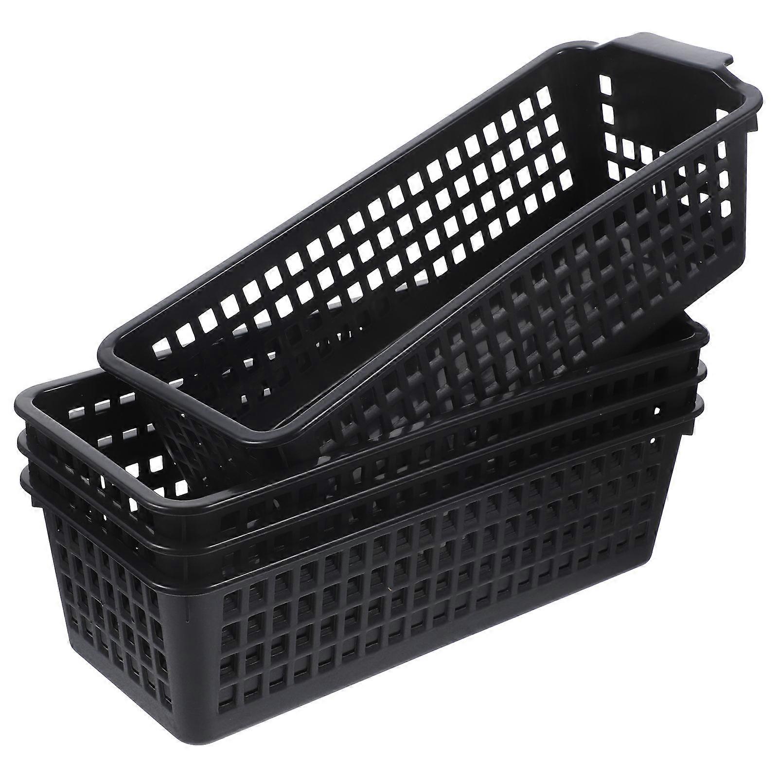 Black Plastic Storage Basket for Storage 4Pcs Compact Desktop Organizer
