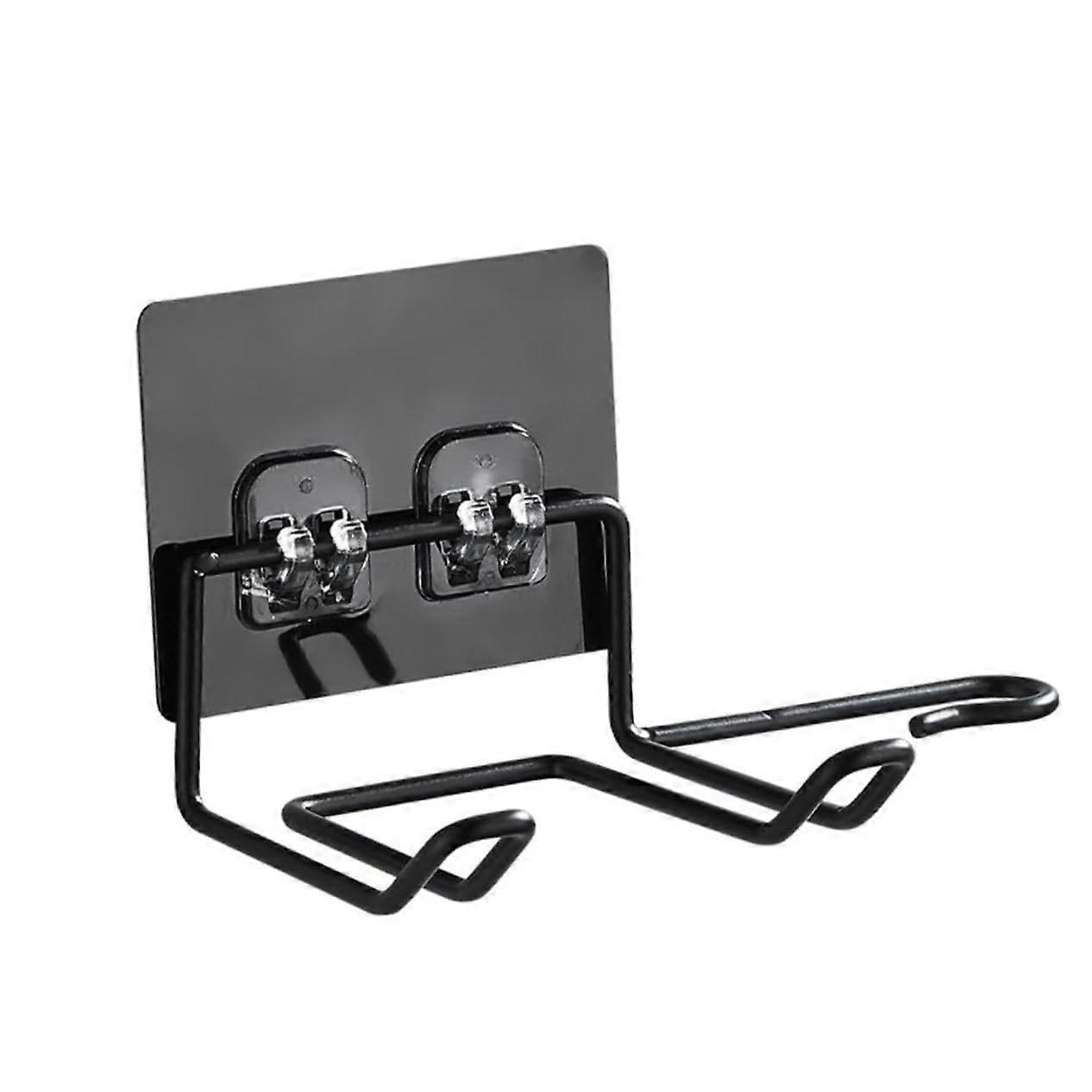 2Pcs Wall Mounted Hair Dryer Holder with Multifunctional Hooks for Bathroom Space Saving Storage