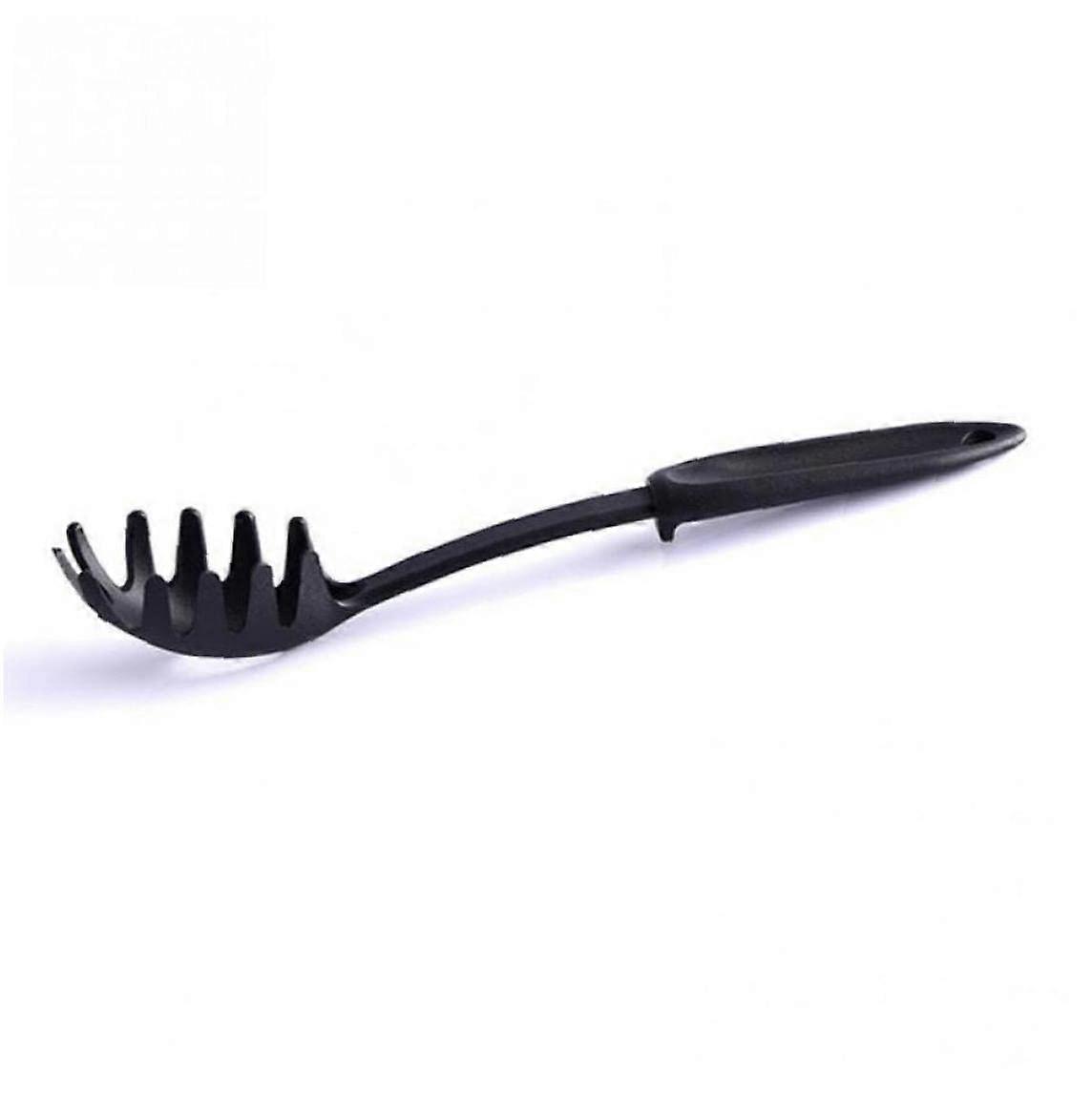 Nylon Spaghetti Server with Silicone Handle, Heat Resistant Pasta Spoon for NonStick Cookware, Black