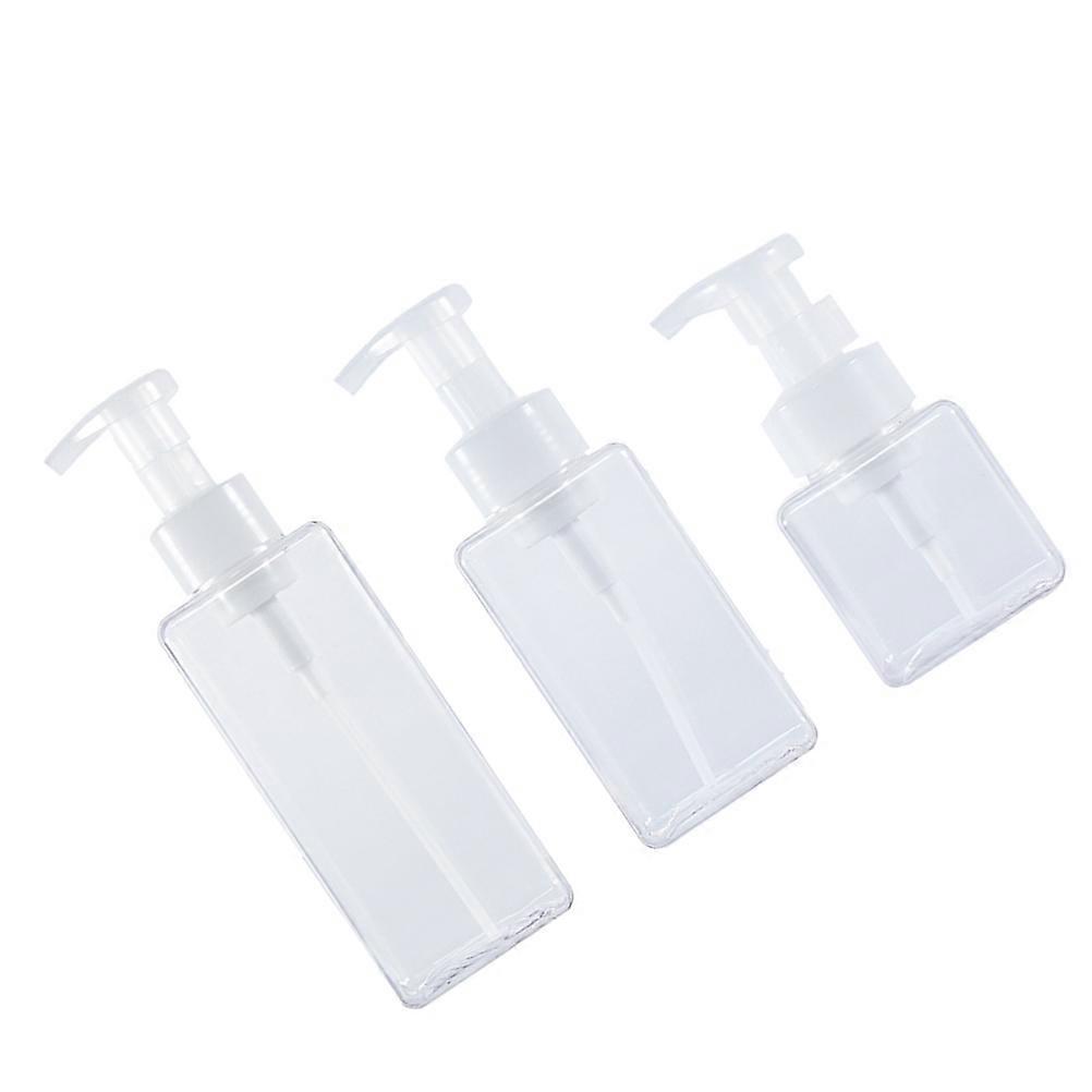 Clear Empty Pump Bottle Square Lotion Bottle for Liquid Storage 3Pcs