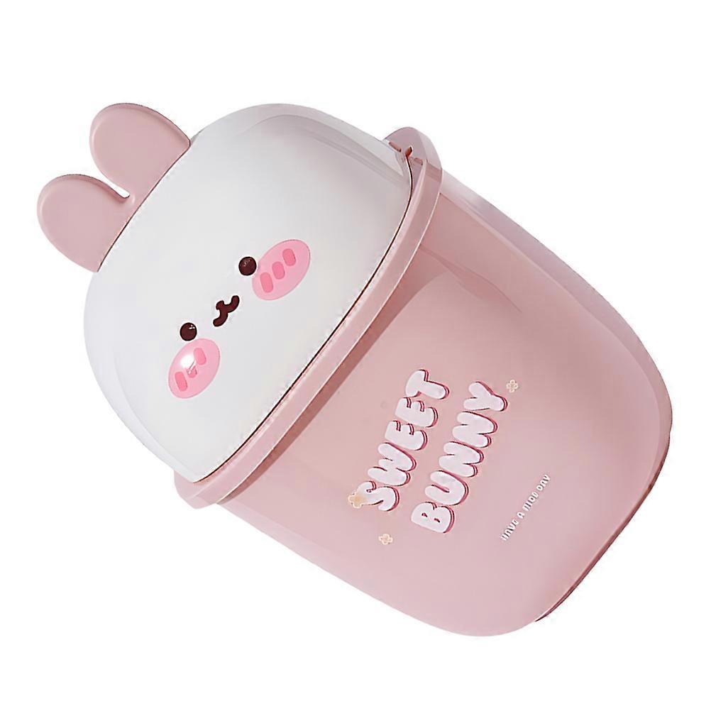 Plastic Mini Trashcan with Lid Rabbit Shape 2Pcs for Home Use