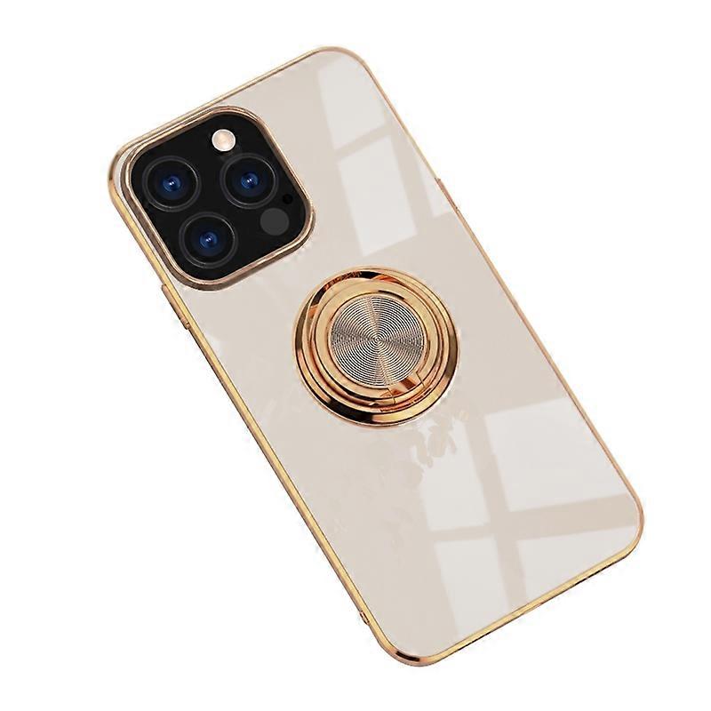Mirror Surface Kickstand Design Electroplating Frame TPU Phone Case Shell for iPhone 13 Pro 6.1 inch