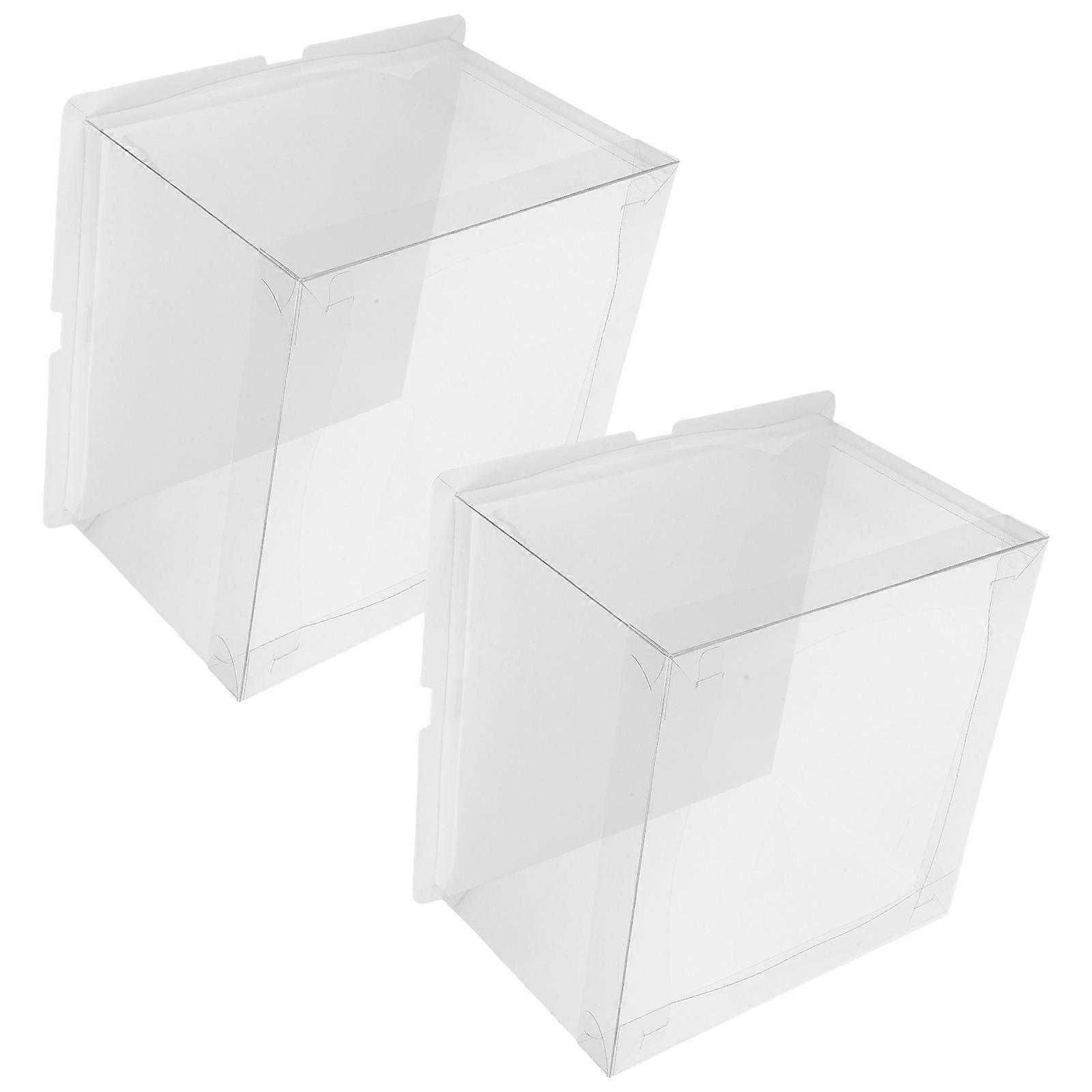 Birthday Cake Packaging Transparent Container for Dessert Storage 2Pcs
