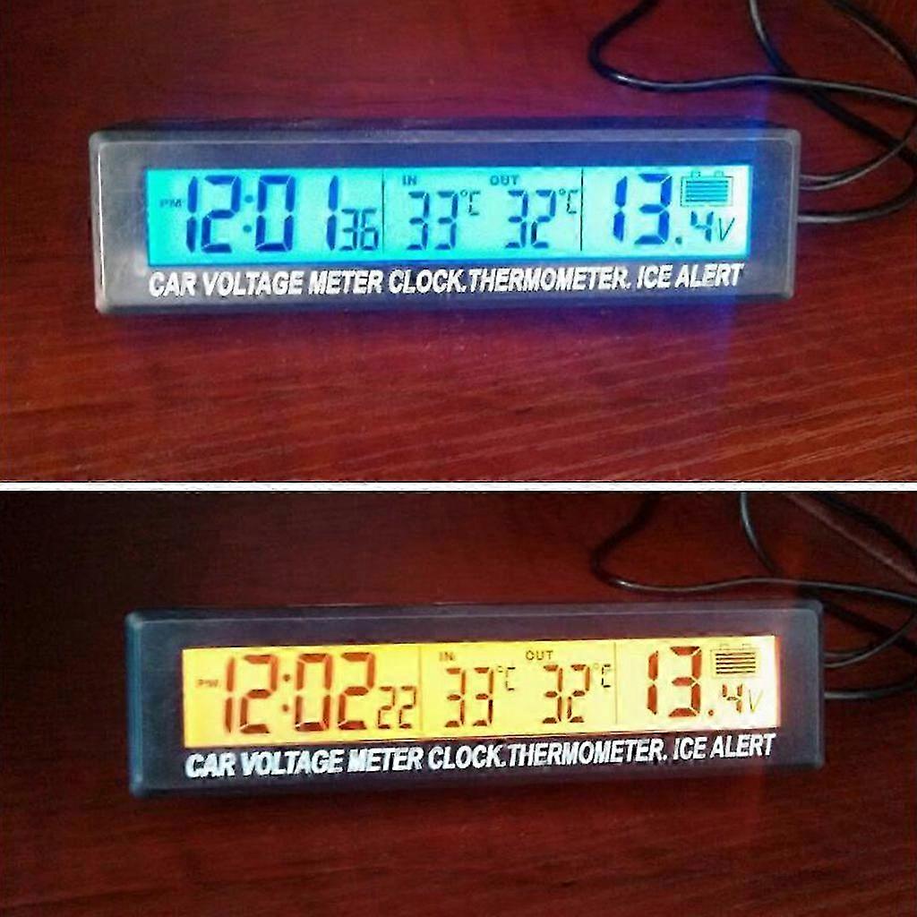 3 in 1 Thermometer Voltmeter Clock for Car Auto Thermometer Voltage Meter Clock 25-26