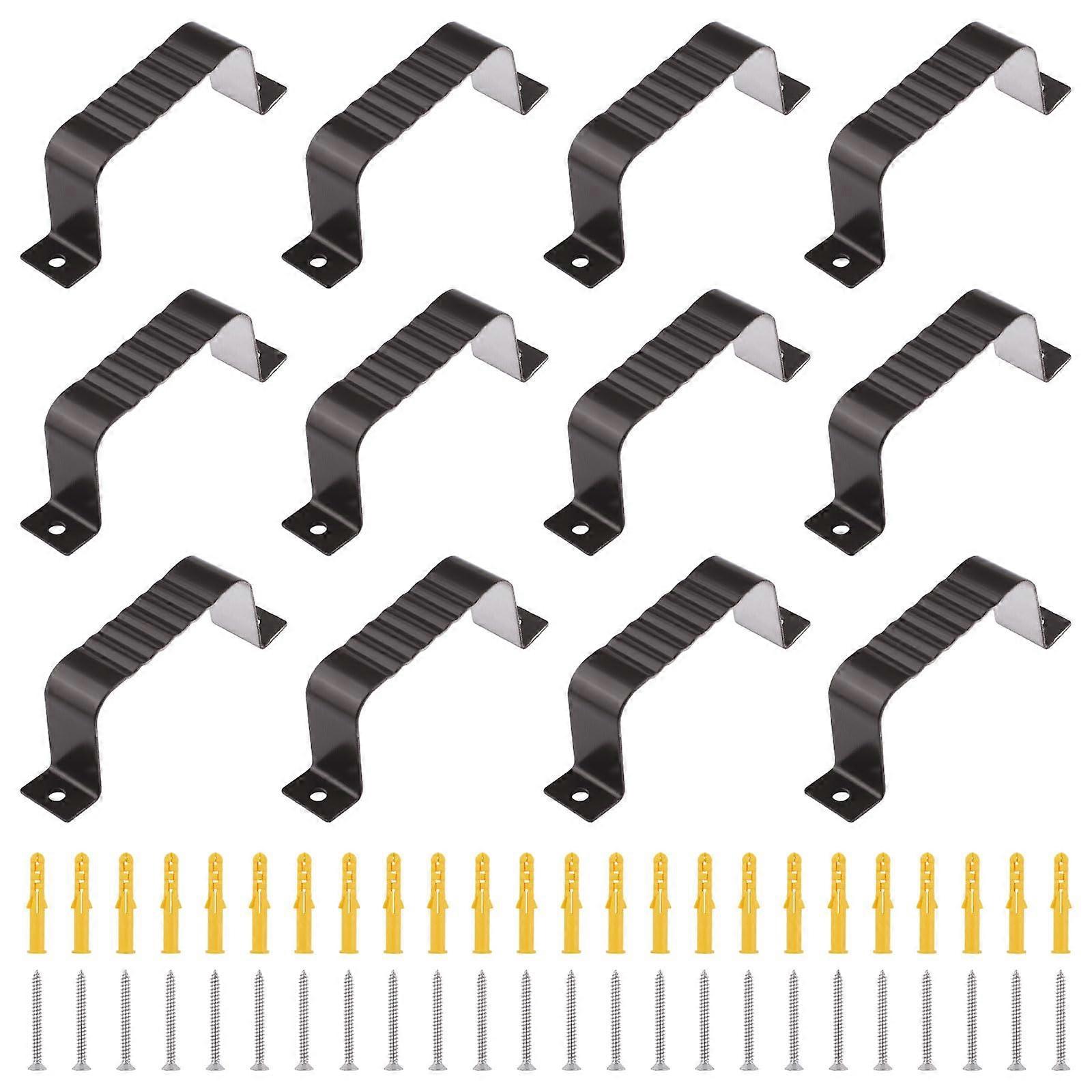 12PCS Aluminum Gutter Downspout Brackets 45x80mm Rust Resistant Square Downpipe Straps Brown