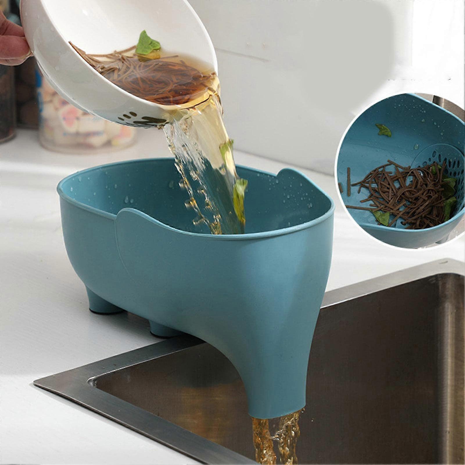 Cute Elephant Kitchen Sink Strainer with Stable FourLeg Support and Fast Drainage Basket Blue
