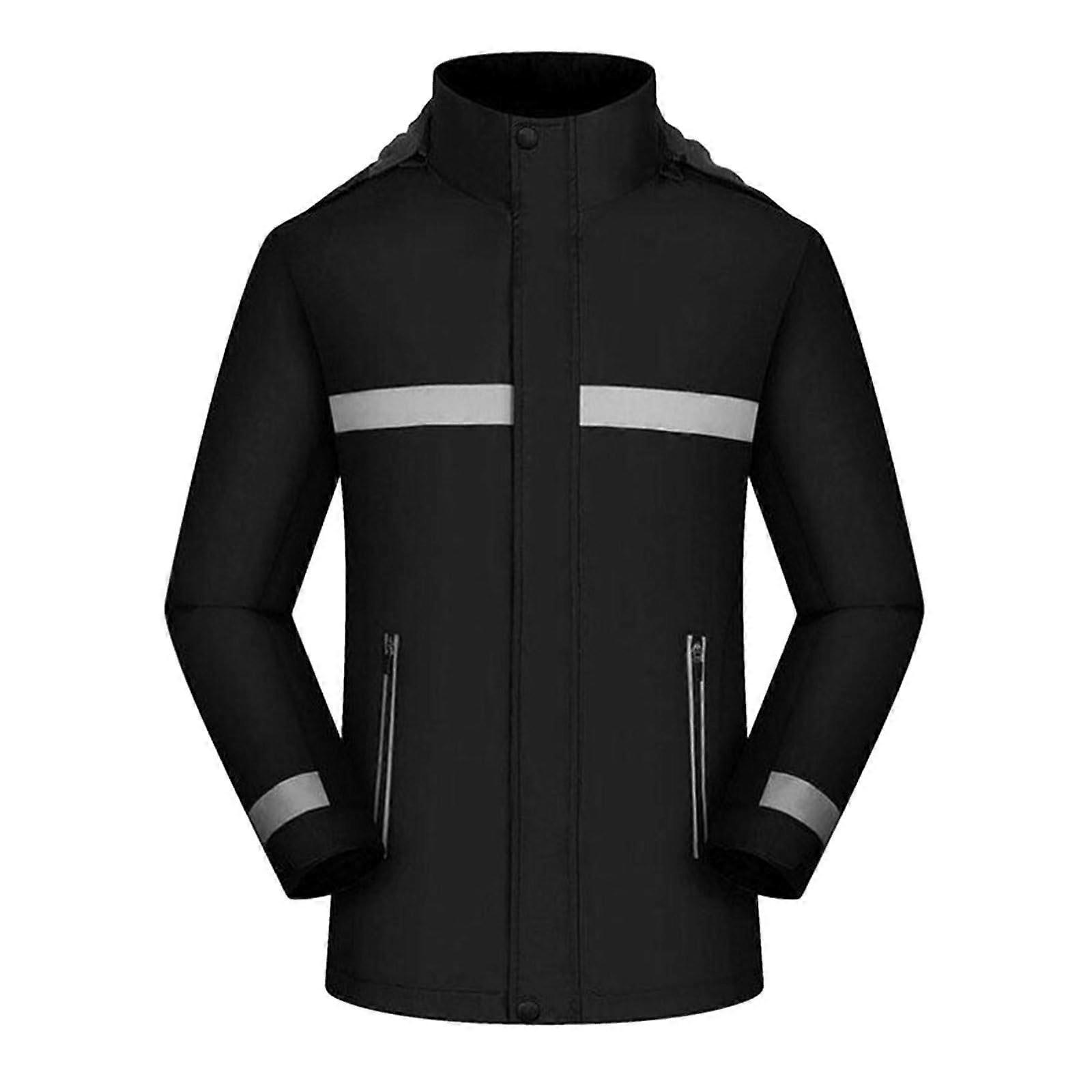 Men's  Visibility Reflective Work Jacket Waterproof Windproof Softshell Outdoor 4XL Black
