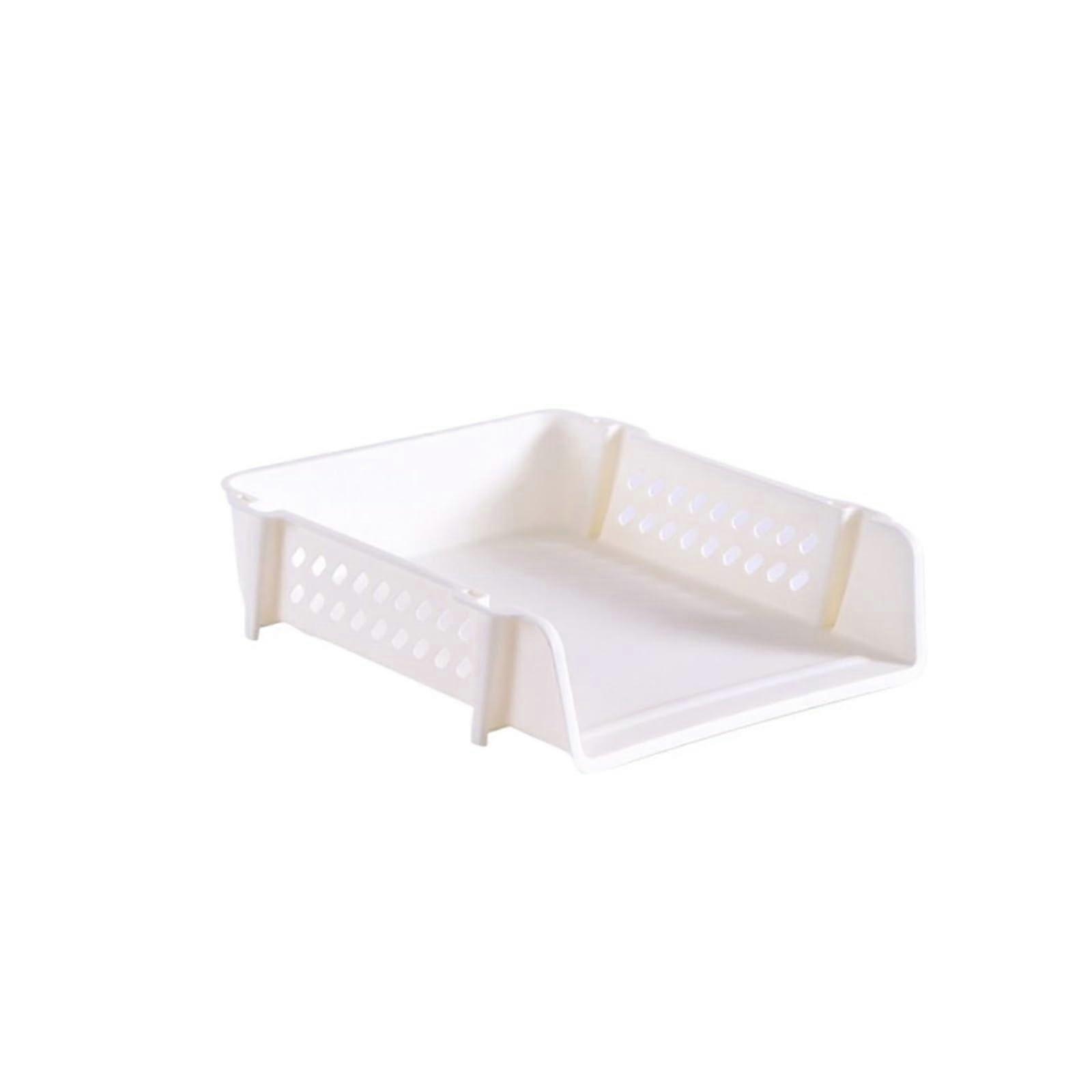 File Organizer Rack Stackable MultiLayer Document Storage Tray for Home Office Desk White 295x33x90mm