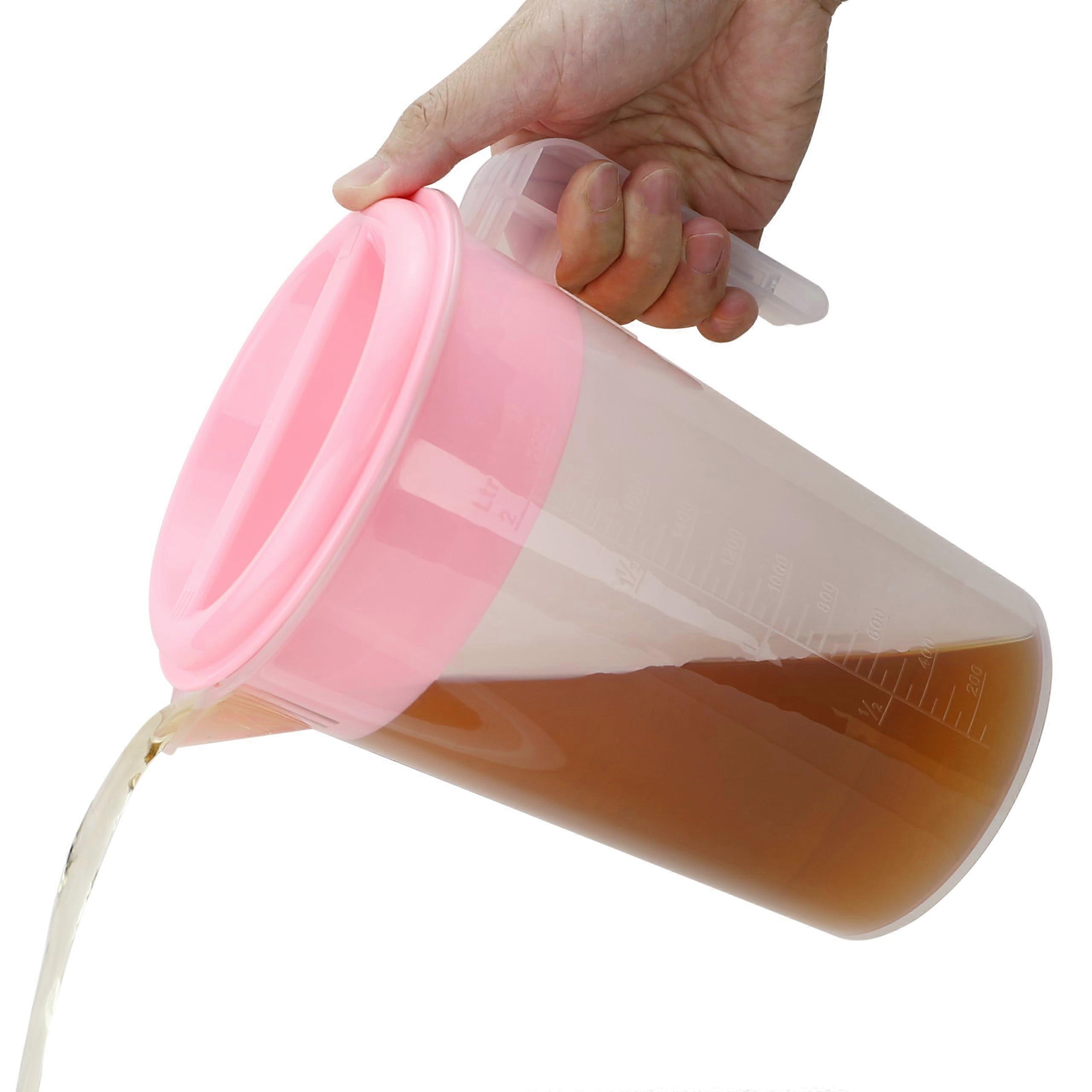 2Pack Plastic Pitcher Set with Removable Filtered Lid, 2L Hot or Cold Beverage and Juice Server