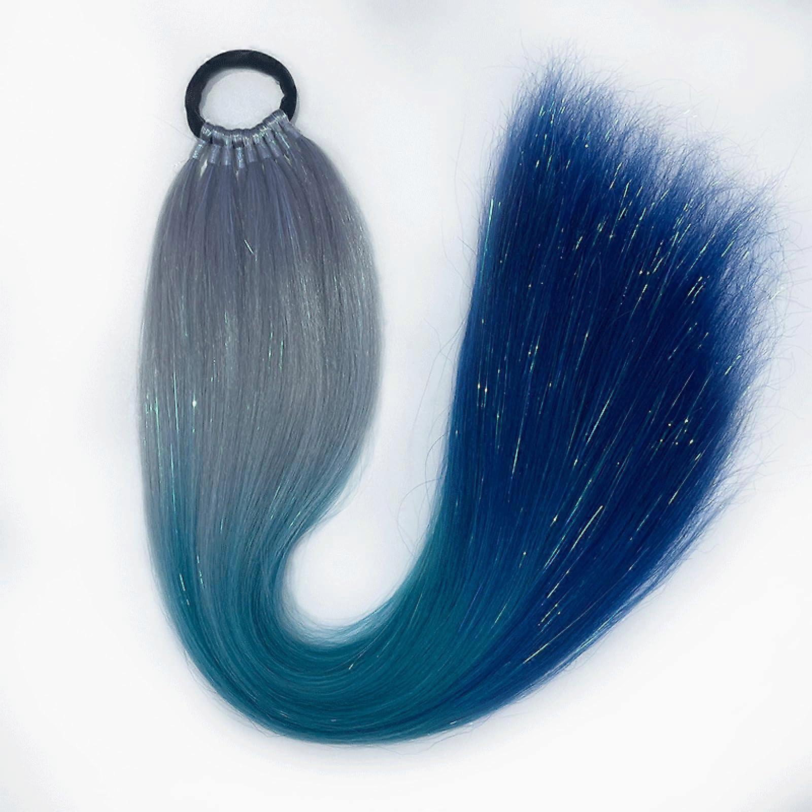 Long Ponytail Wig with Hair Extensions, Colorful Gradient Braids, Easy Attachment