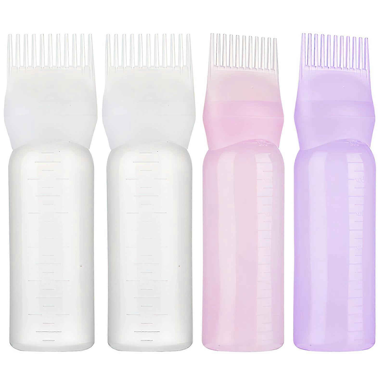 Hair Dye Applicator Bottle with Comb Tip, 4 Pack Plastic Root Touch Up Hair Color Applicator for Even Coverage