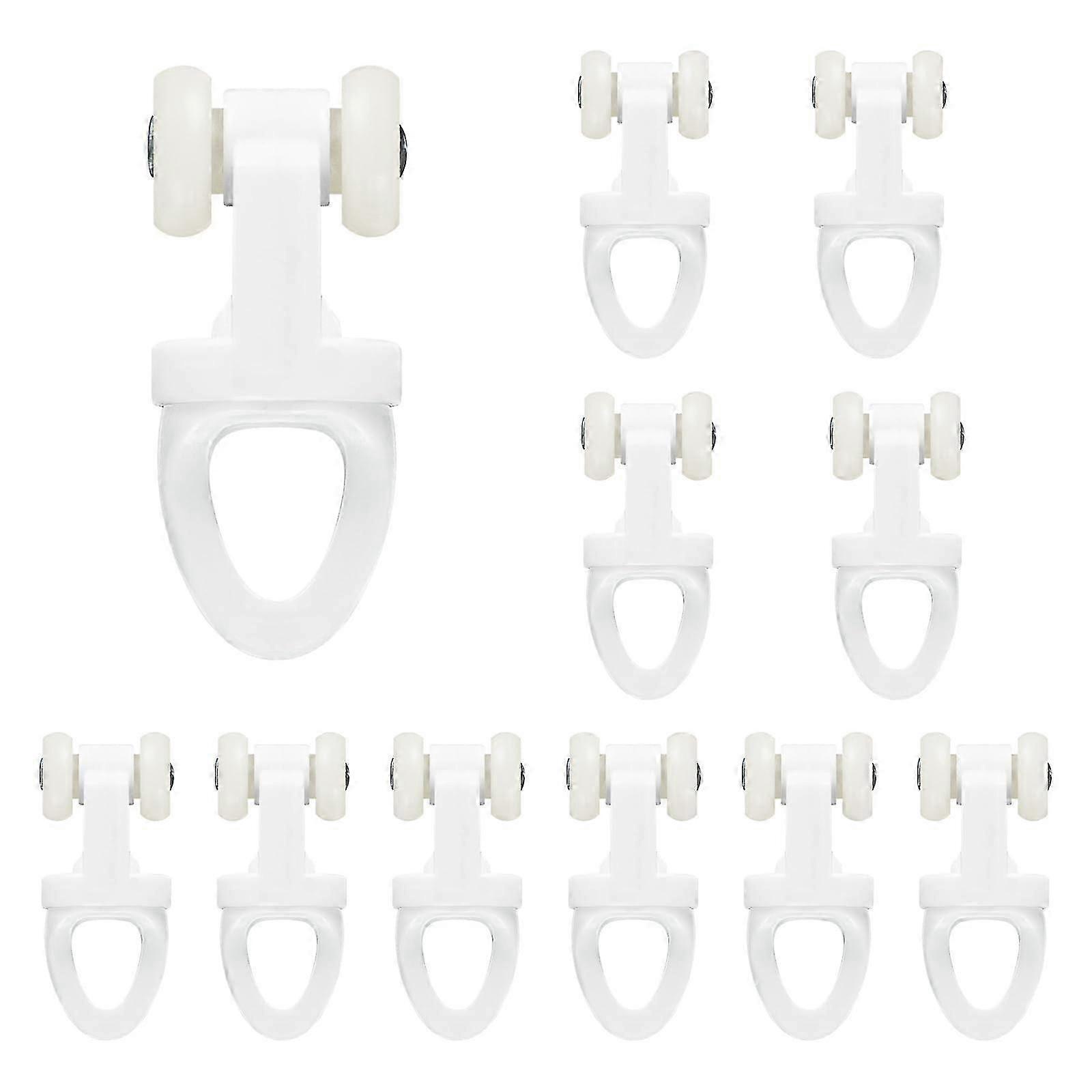 10pcs White Ceiling Curtain Track Rollers for Drapes Smooth Glide Replacement Pack