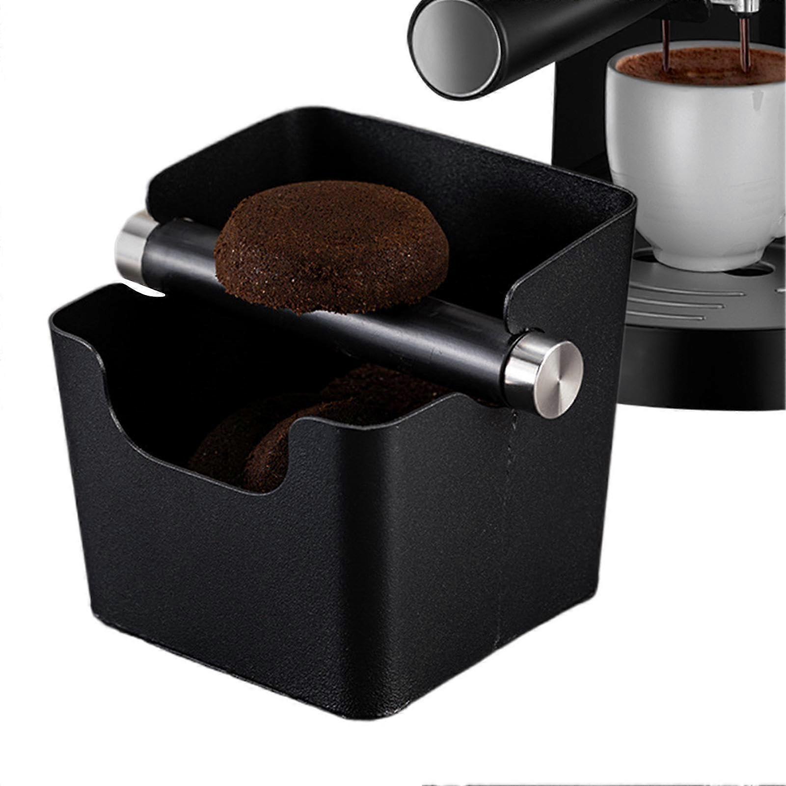 Large Capacity Coffee Knock Box with Removable Bar, Splash Silicone Espresso Grounds Container