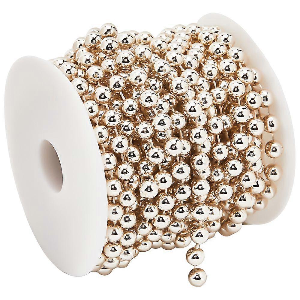 Plastic Imitation Pearl Bead Chain with Spool Round Misty Rose 8mm 10m/roll