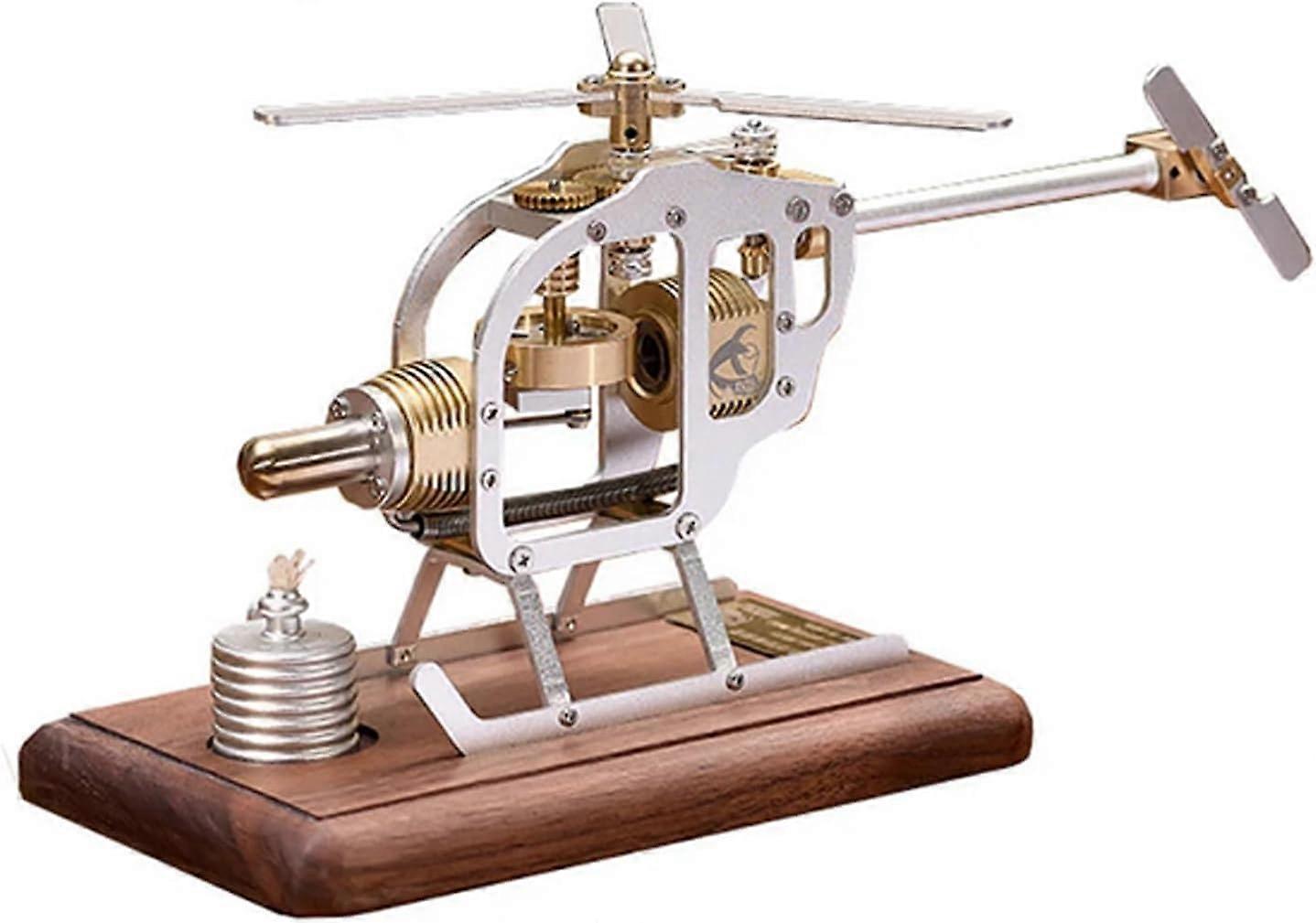 Stirling Engine Helicopter Model 16Cylinder Glass Piston Design with Stable Rotor Performance Educational Gift