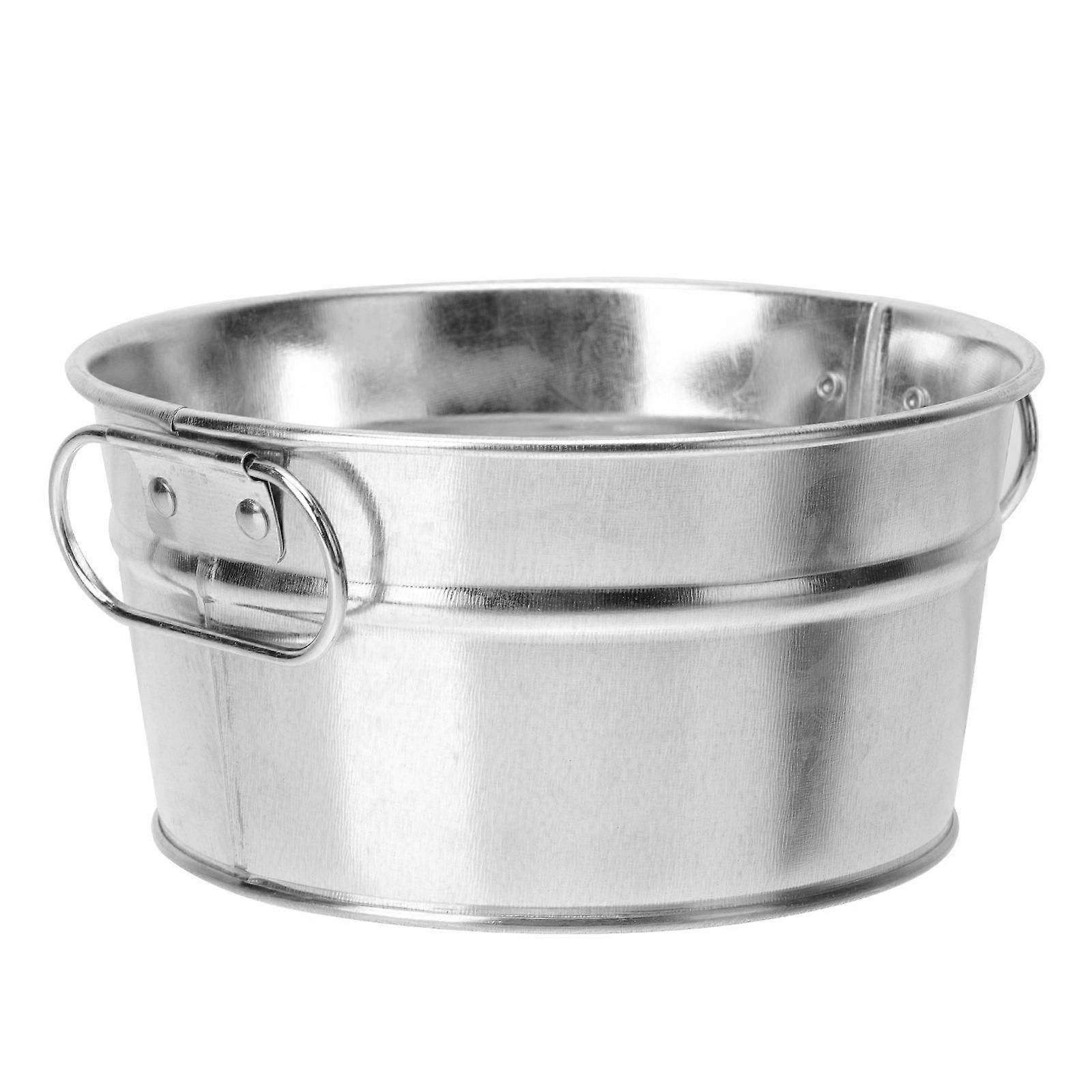 Silver Snack Food Storage Bucket for Chicken Serving 3Pcs Restaurant Use