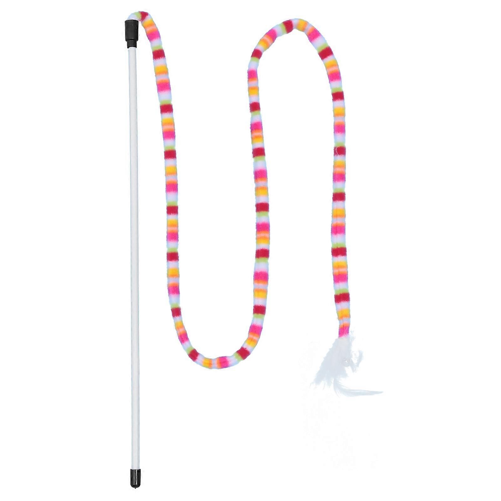 Pet Teaser with Rainbow Strip Cat Stick 2Pcs for Kitten Play