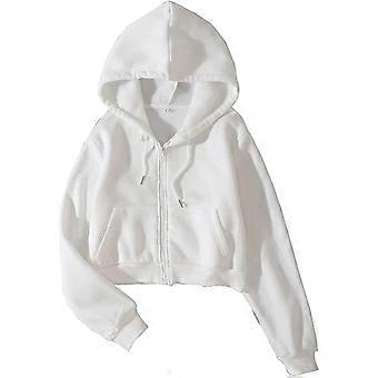 Nieuwe sweatshirts voor dames, effen kleur, lange mouwen, volledige ritssluiting, hoodie met trekkoord, navel bloot en zakje, duurzame zonpakkleding voor volwassenen
