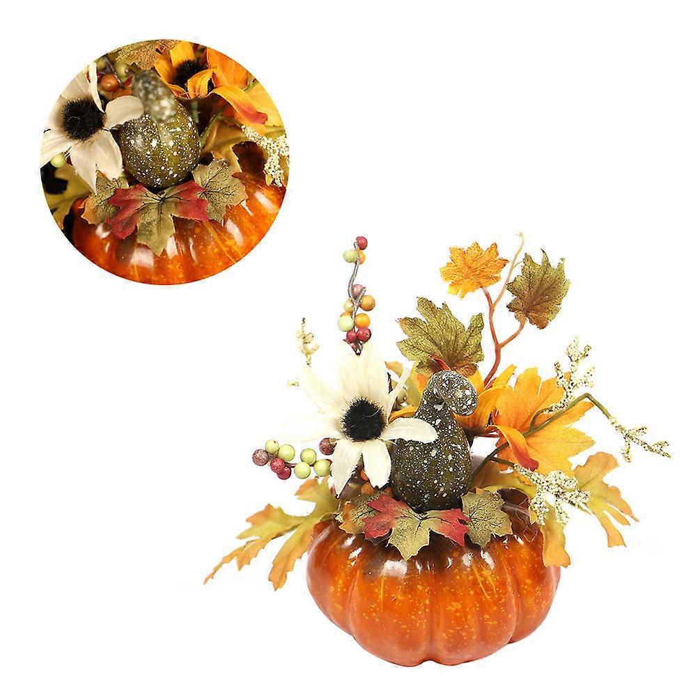 Maple Leaf and Pumpkin Artificial Decor for Autumn Use 2Pcs Set