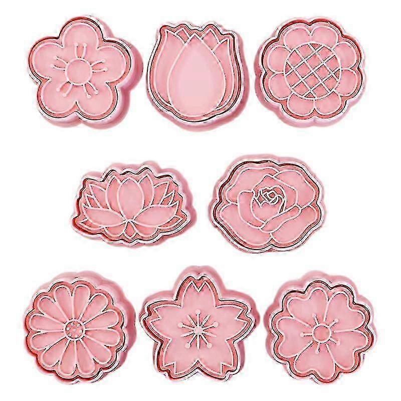 8Pcs Flower Shaped PP Cookie Molds, Non-stick Multi-purpose for Baking