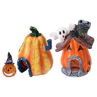 Pumpkin Design Decoration Resin Pumpkin House Ornament for Fish Tank 3Pcs