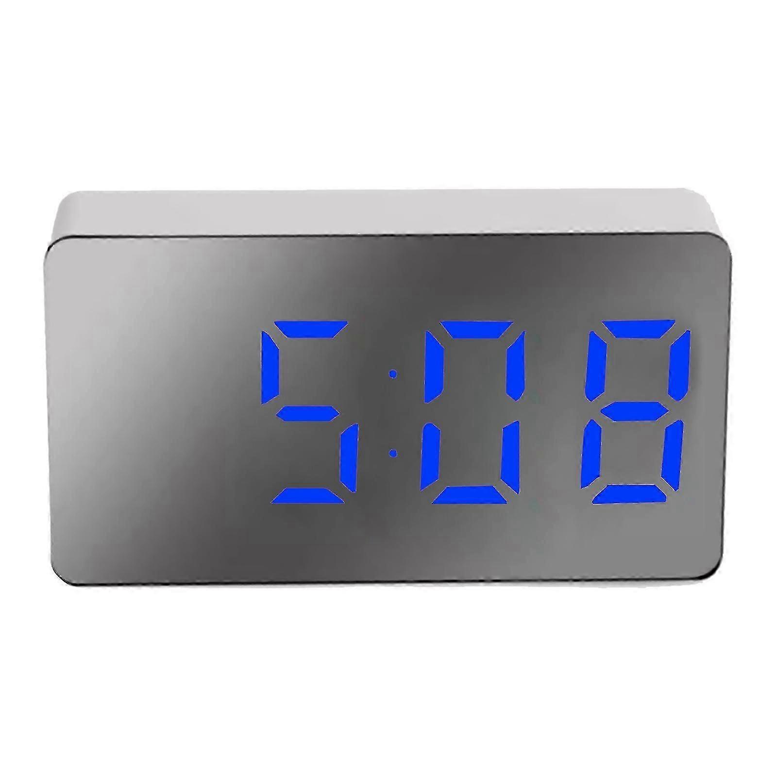 USB Digital LED Mirror Alarm Clock date temperature Multifunctional Display New FT