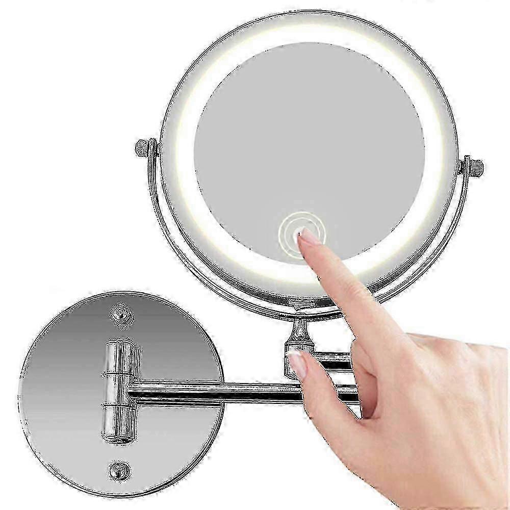 Wall Mount Makeup Mirror,10x Magnifying Two Side Led