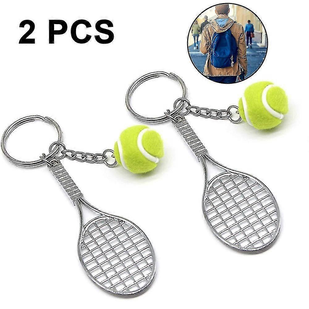 2pcs Tennis Racket Keychain