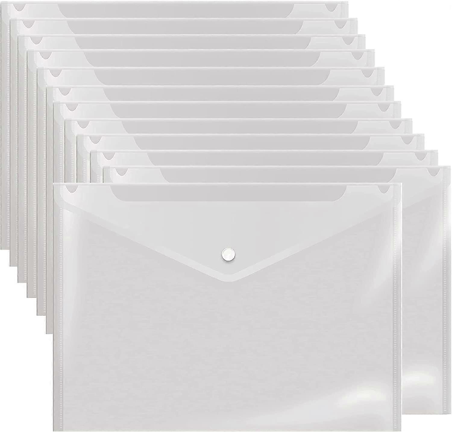 Poly Envelope 12 Pcs Document Envelopes with Snap Button Quality Clear Document Folder for A4 Size (?Clear)