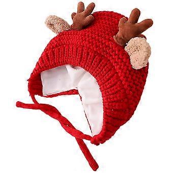 Winter Hat for Baby with Knitted Christmas Antler Pattern 1Pcs