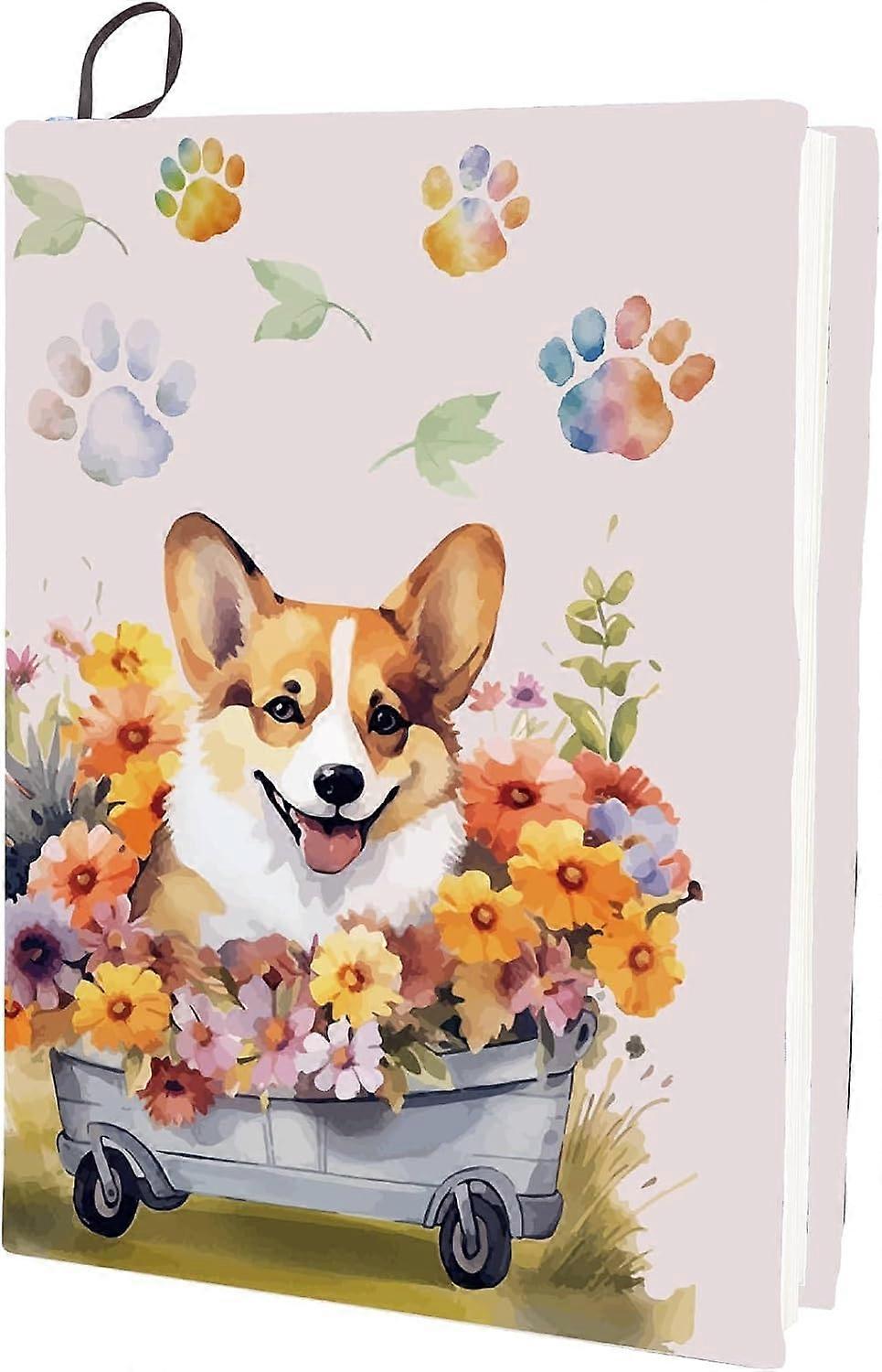 1pc Polyester Book Covers Elastic Notebook Wraps Rectangle Dog 400x250mm