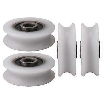 4pcs 4x20x6.5x7.4mm Inner Dia 4mm U-groove Nylon Pulley Wheel White for Modern Sliding Doors