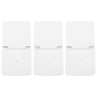 Transparent Single Layer Highlighter Box for Makeup Use 3Pcs Square Empty Containers