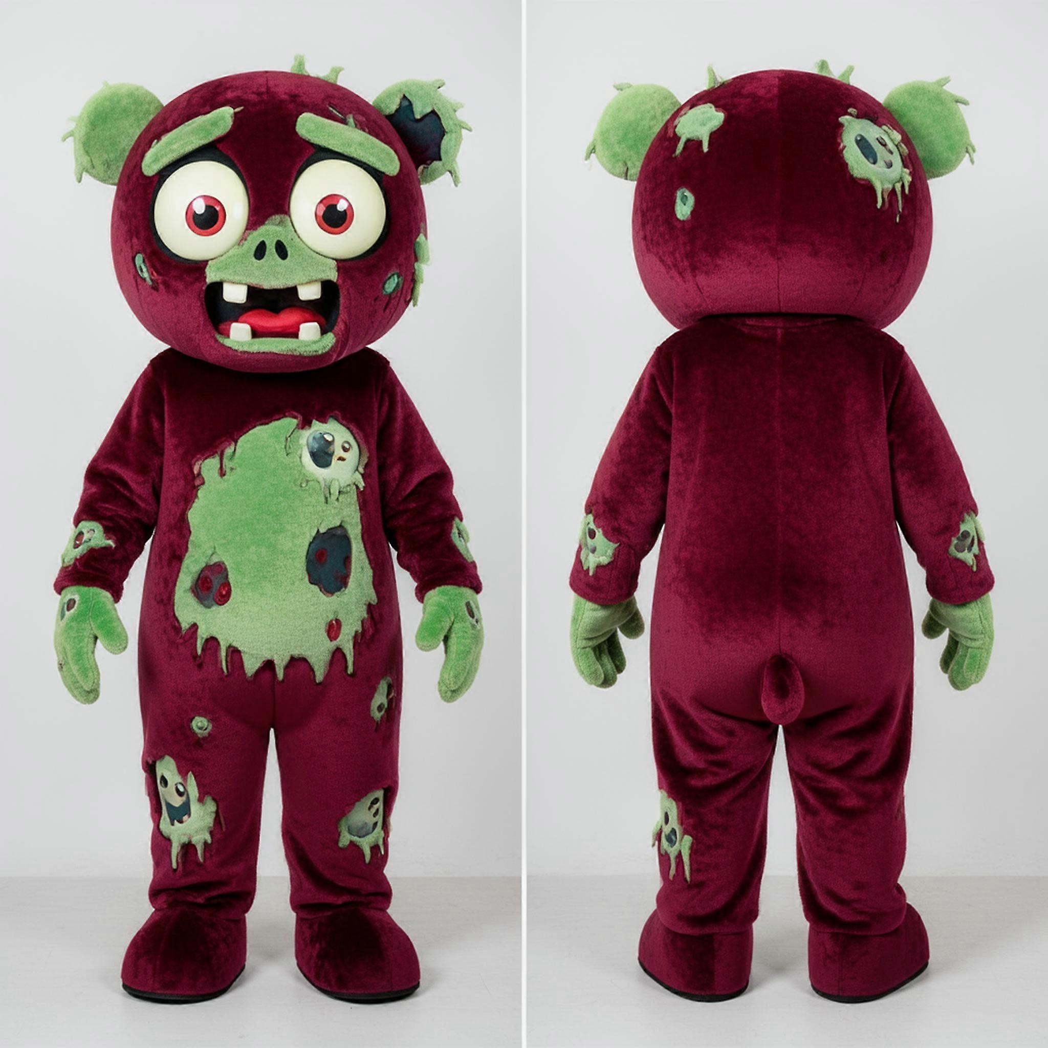 MASTICOT Maroon Wide Grinning Zombie Mascot