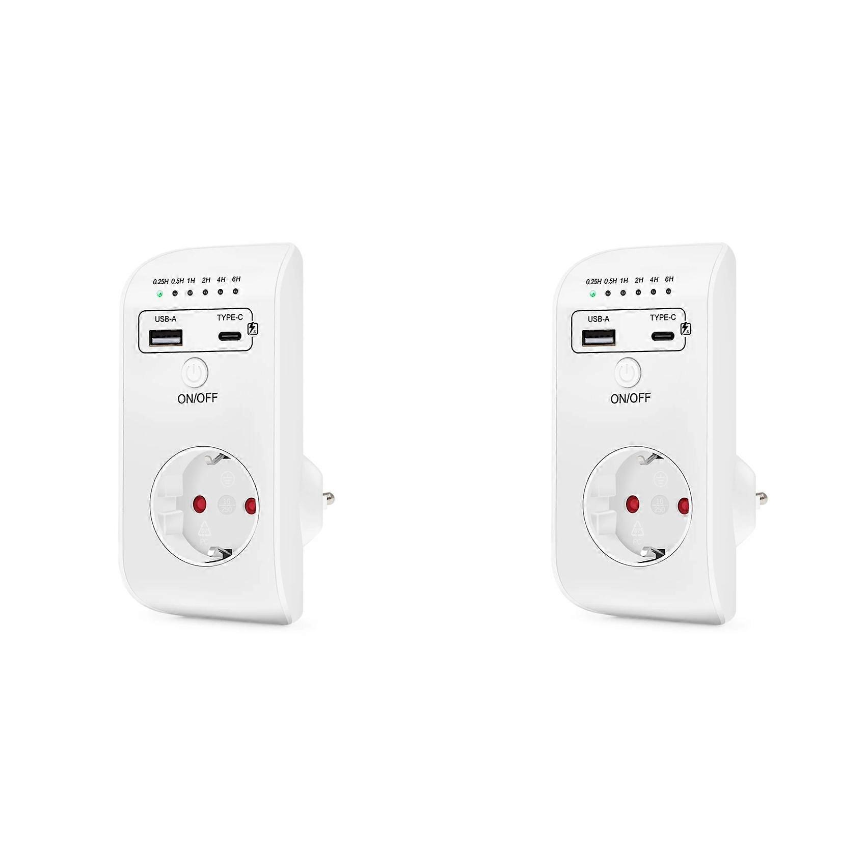 2X USB Type-C Timer Switch Digital Countdown Charging Timing Socket Appliance Electronic Time Control 16A EU Plug