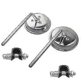 Universal 2pcs 8mm Motorcycle Back View Stainless Steel Mirror Classic Retro Vintage Round Rearview Mirror Black/silver