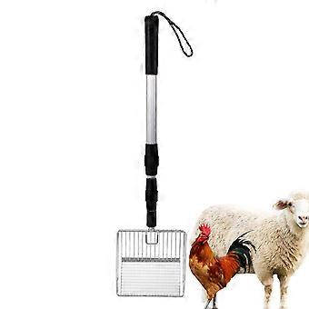 Adjustable Metal Chicken Poop Scooper with Telescopic Ergonomic Handle, Heavy Duty Long Reach Cleaning Tool