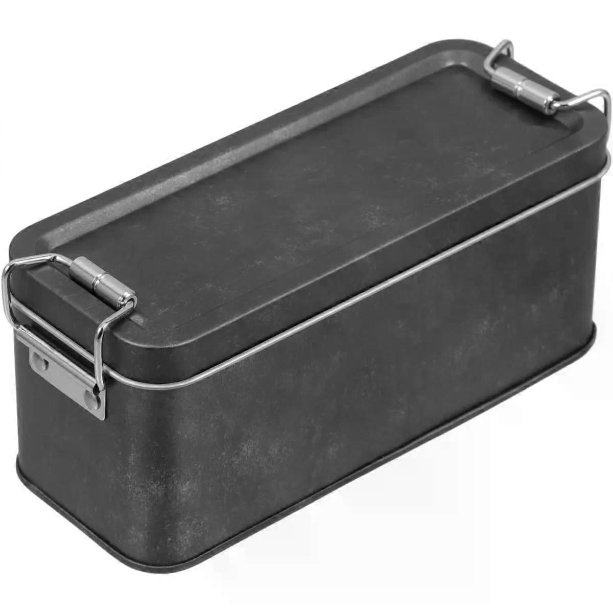 Tinplate Cookie Box with Lid, Rectangular Metal Storage