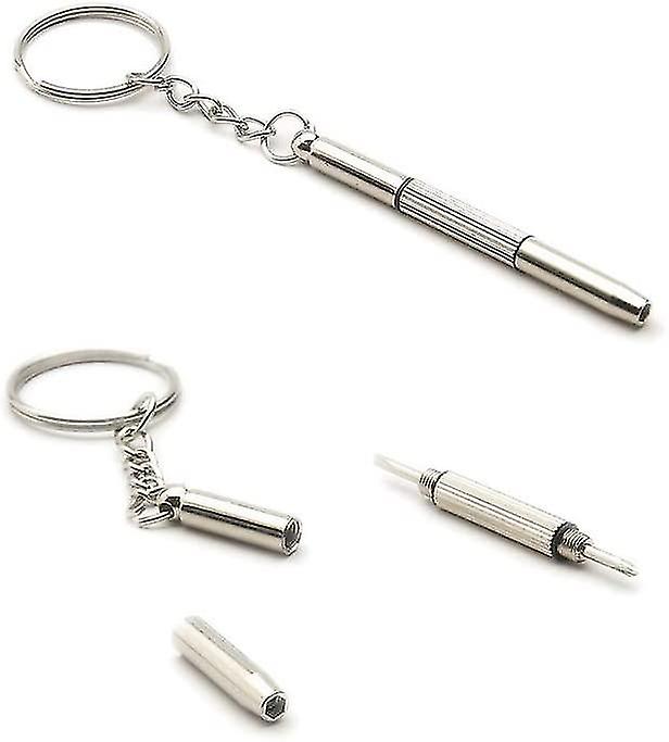 Pxcl 3 In 1 Mini Flat Phillips Screwdriver With Hollow Hex Nut Keychain Glasses (mini Screwdriver - 2 Pairs)